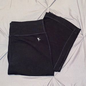 Black Semi-Fitted, Flared-Bottom Yoga Pants